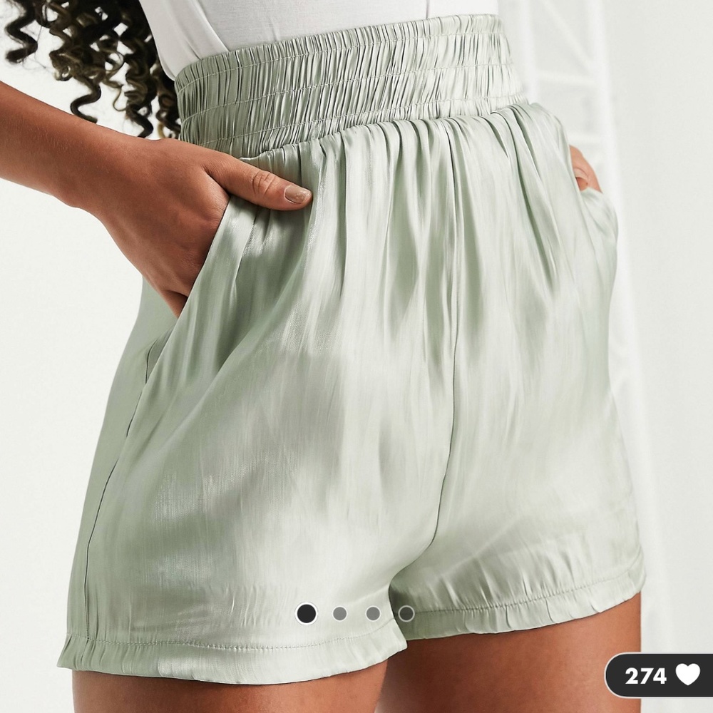 In The Style Satin Boyfriend Shirts in Sage